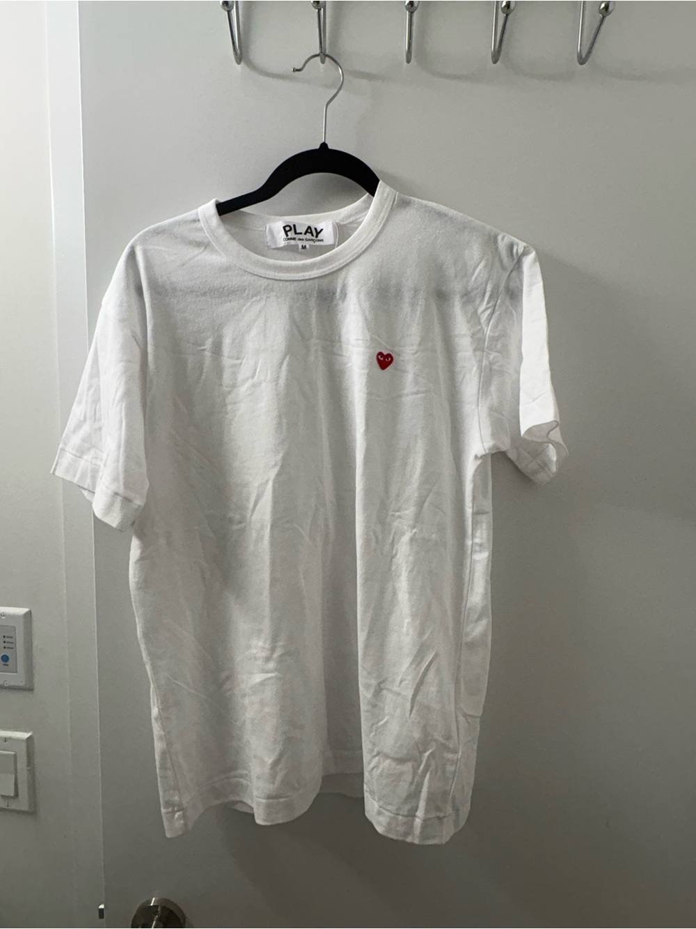 Comme des Garcons PLAY White T-Shirt with Red Heart Patch